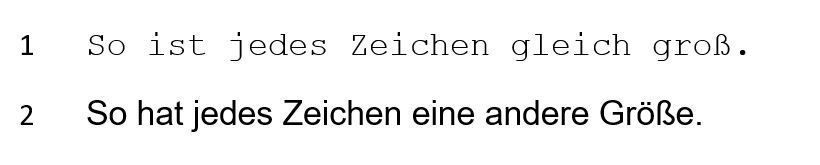 schriftarten in einer normseite